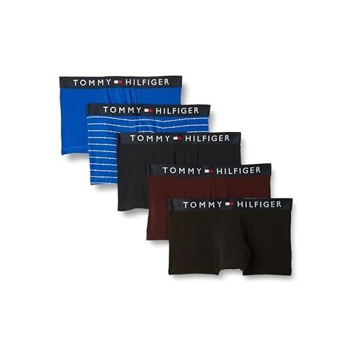 Tommy Hilfiger 5p trunk print, boxer uomo, argyle str/ sky/ black/ blue/ burg, l