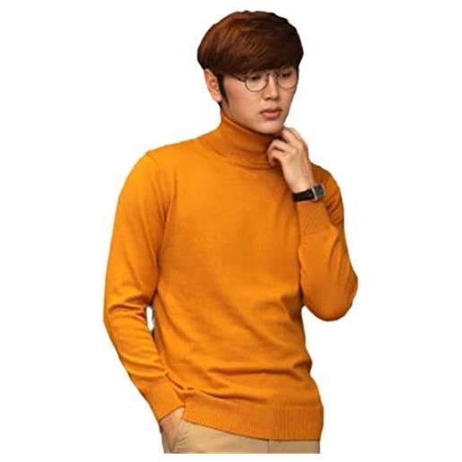 Pulcykp dolcevita maglione cashmere uomo autunno inverno caldo clothe maglieria maglione pull pullover, arancione, s
