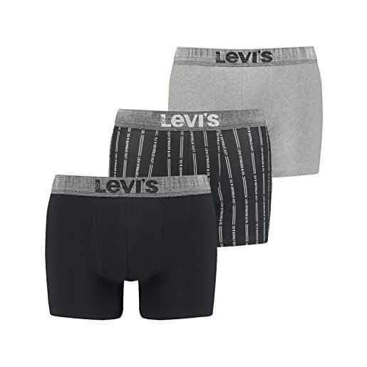 Levi's boxer da uomo con logo a strisce shorts, nero/grigio, xl