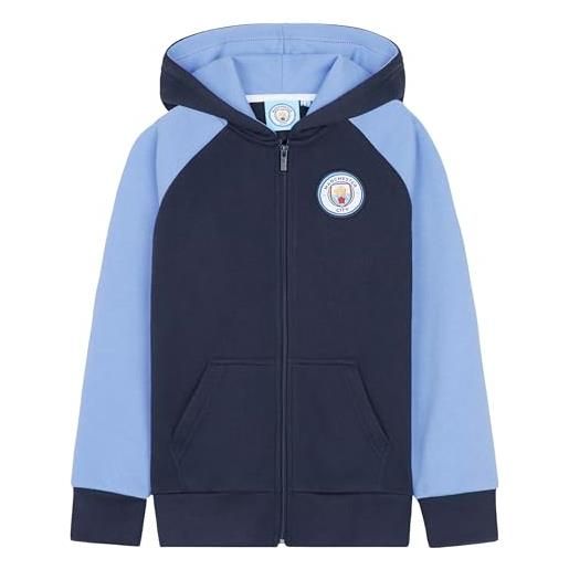 Manchester City FC manchester city f. C. Felpe con cappuccio per bambini e ragazzi, felpa zip con tasche, blu, taglia 7-14 anni (blu, 13-14 anni)