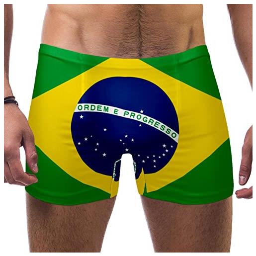 Josidd costume da bagno da uomo con bandiera del brasile, costume da bagno breve con gamba quadrata, multicolore, m