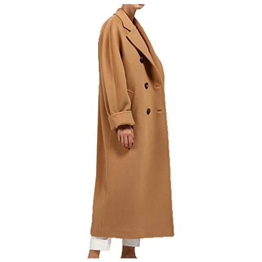 BoxJCNMU cappotto lungo in lana autunno inverno donna cappotto doppiopetto in lana sottile con cintura capispalla tasche cardigan khaki xxxl