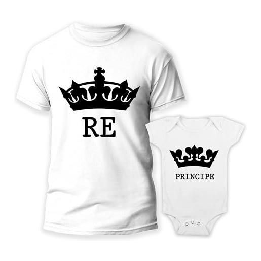 t-shirteria coppia t-shirt e body neonato festa del papà re principe king prince corona padre figlio bimbo