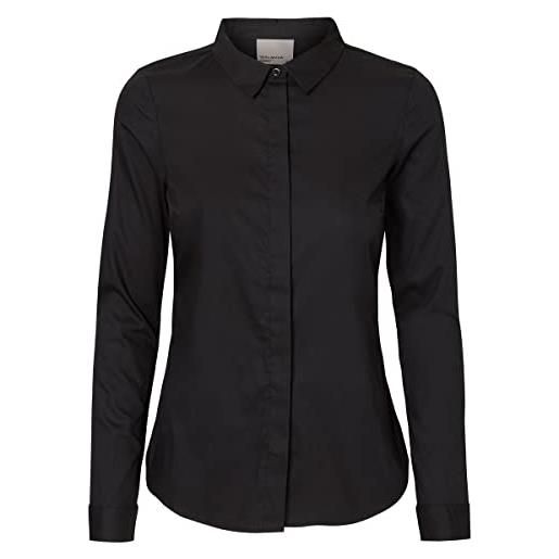 Vero moda vmlady fine l/s shirt noos, camicia donna, nero (black), 36 (taglia produttore: small)