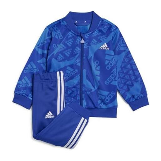 adidas essentials allover printed track suit kids jogger per giovani/bambini, bright royal/semi lucid blue, 9-12 months unisex baby
