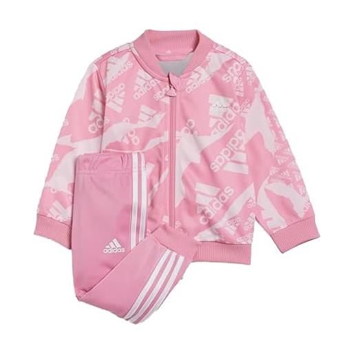 adidas essentials allover printed track suit kids jogger per giovani/bambini, clear pink/bliss pink, 9-12 months unisex baby