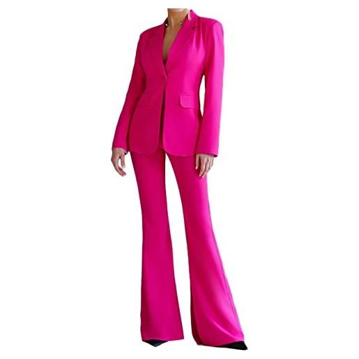 Leader of the Beauty completo da donna 2 pezzi pantaloni blazer formale pantaloni da lavoro abiti da ufficio lady suit elegante per le donne slim fit, fucsia, l