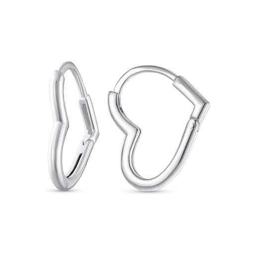 Bling Jewelry semplici orecchini a cerchio mini a forma di cuore romantico senza fine per donne adolescenti in argento sterling. 925 lunghezza 0,75 pollici