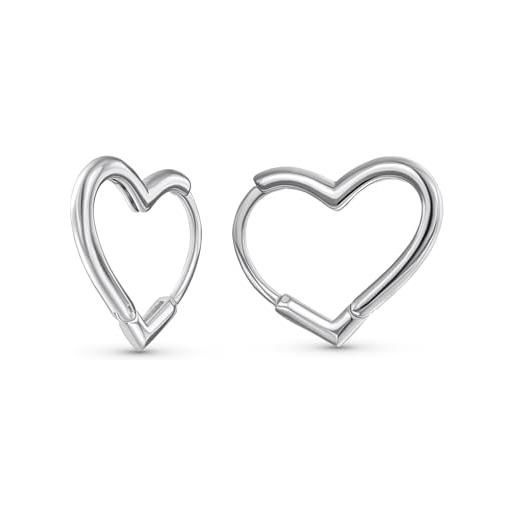 Bling Jewelry semplici orecchini a cerchio mini a forma di cuore romantico senza fine per donne adolescenti in argento sterling. 925 lunghezza 0,75 pollici