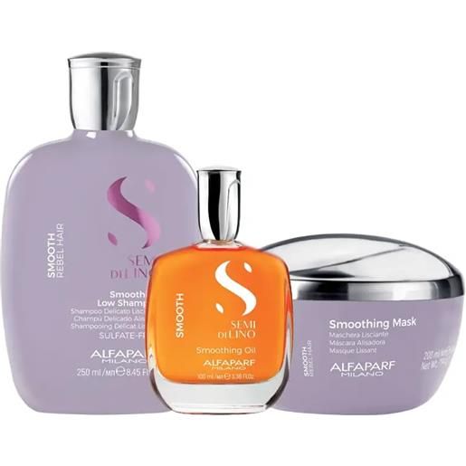 ALFAPARF MILANO kit semi di lino smoothing low shampoo + conditioner + oil