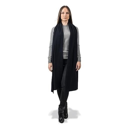 DALLE PIANE CASHMERE - stola 100% cashmere rigenerato - made in italy - donna, colore: blu, taglia unica