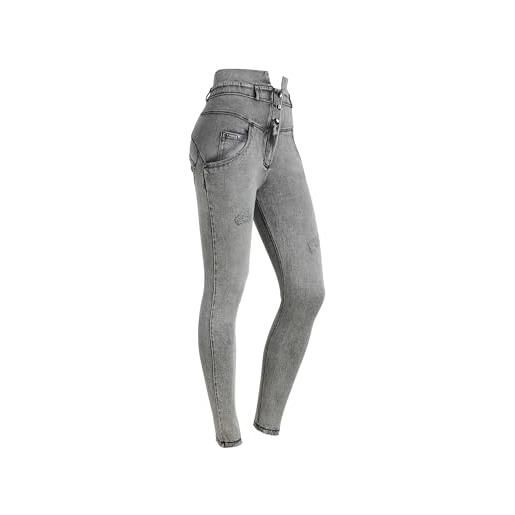 WR.UP freddy - jeans denim navetta con vita alta stile bustier, donna, denim grigio, medium