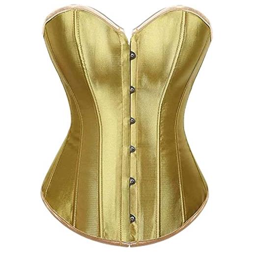 MENGQING 11 colori possono essere scelti sexy donne bustier corsetto superiore disossato vita trainer lingerie raso overbust corsetti body shaper plus size-oro, xl