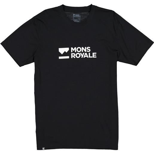 Mons Royale - maglietta a maniche corte da mountain bike in lana merino - icon merino air-con tee black per uomo in nylon - taglia m, l, xl - nero