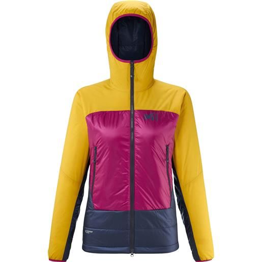Millet - piumino caldo da alpinismo - fusion airwarm hoodie w safran saphir per donne - taglia xs, s - giallo