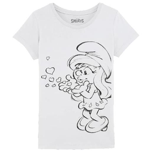 Les Schtroumpfs gismurfts003 t-shirt, grigio melange, 10 anni bambine e ragazze