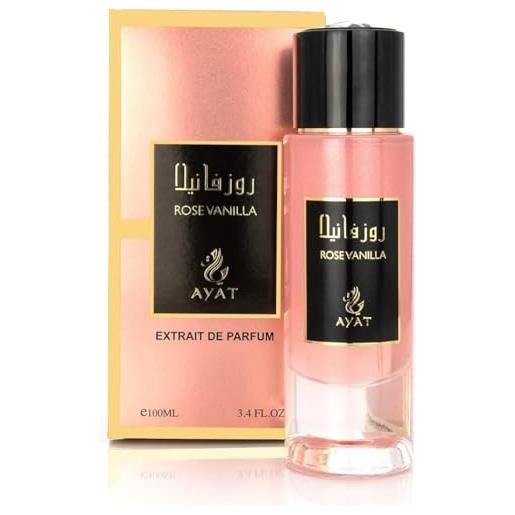 BUSINESS SQUARE BS ayat perfume - eau de parfum private collezione 100 ml | arabo profumo per donne e uomini | una fragranza sensuale e luminosa confezionata in una bella bottiglia (rosa vanilla)