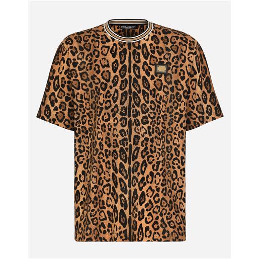 Dolce & Gabbana t-shirt girocollo stampa crespo leo con placca