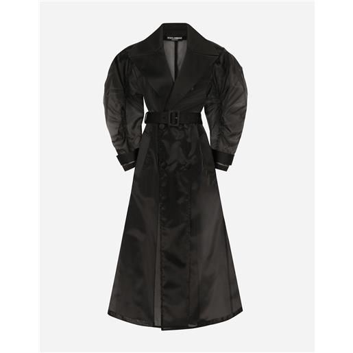 Dolce & Gabbana trench in organza tecnica con maniche arricciate