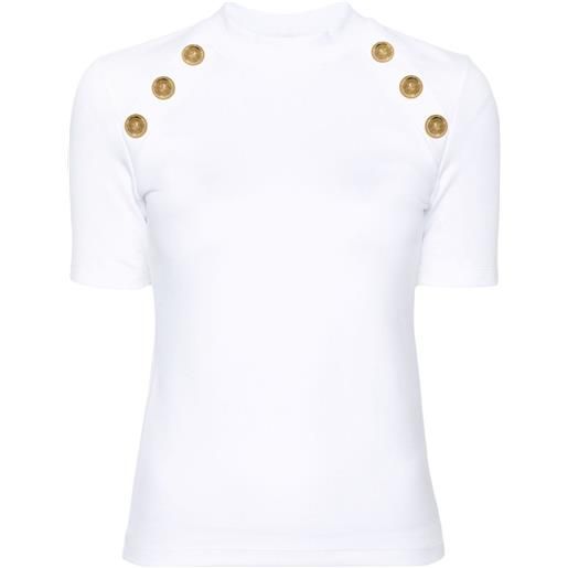 Balmain t-shirt con abbottonatura decorativa - bianco