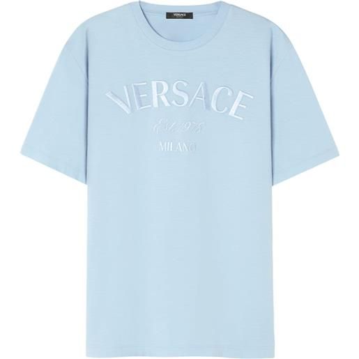 Versace t-shirt con ricamo - blu