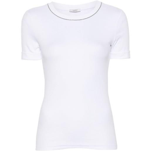 Peserico t-shirt a righe con perline - bianco