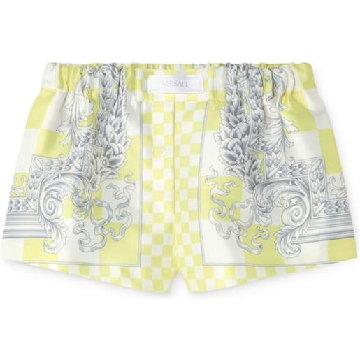 Versace shorts barocco a quadri - giallo