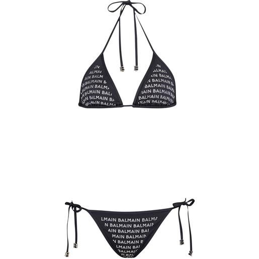 Balmain set bikini con logo - nero