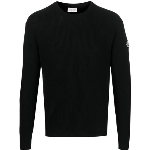 Moncler maglione a coste con applicazione - nero