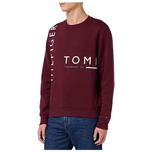 Tommy Hilfiger graphic off placement sweatshirt mw0mw28761 felpe, viola (deep rouge), m uomo