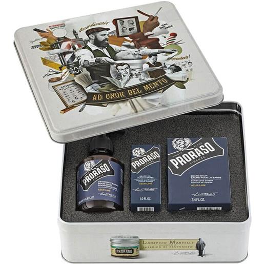 Proraso set barba kit azur lime in scatola metallo collezione