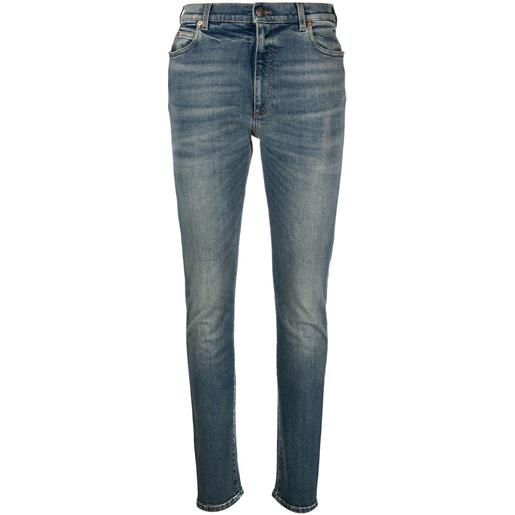 Gucci jeans skinny horsebit con effetto schiarito - blu