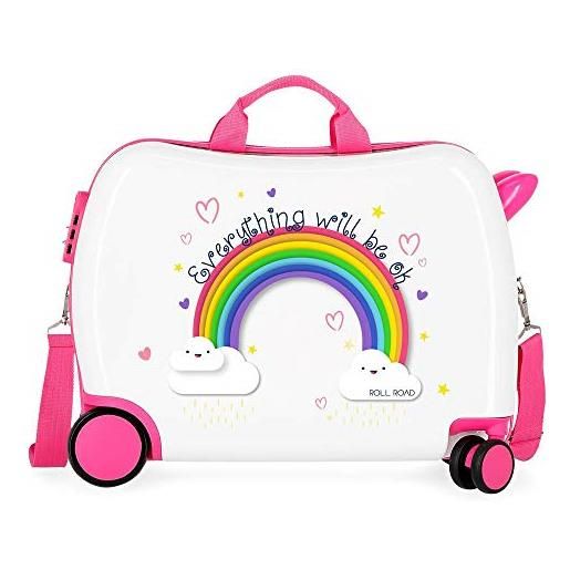 ROLL ROAD arcoiris everything ok valigia per bambini rosa 50x39x20 cms rigida abs chiusura a combinazione numerica 38l 2,1kgs 4 ruote bagaglio a mano