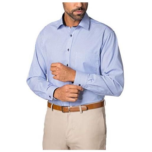 ETERNA uomo fine stripe twill shirt comfort fit 1/1 blue 42_h_1/1