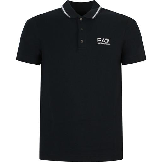 EA7 polo blu con logo per uomo