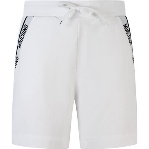 MOSCHINO shorts bianco con bande logate per uomo