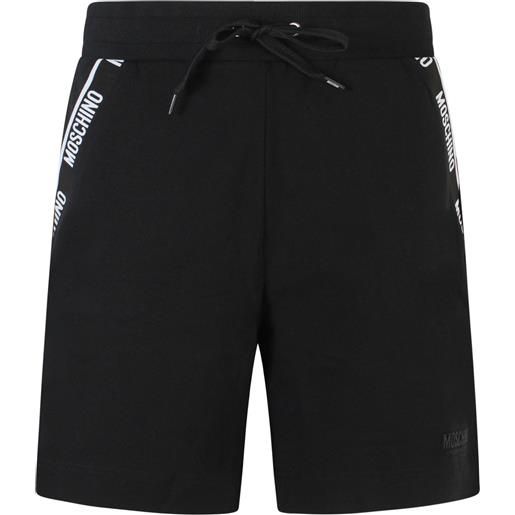 MOSCHINO shorts nero con bande logate per uomo