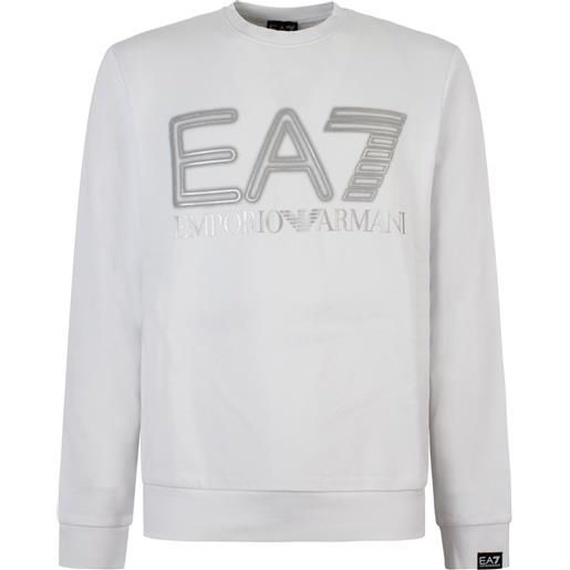 EA7 felpa bianca con logo centrale per uomo