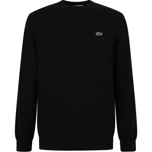 LACOSTE maglione nero con mini logo per uomo