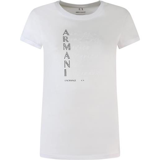 ARMANI EXCHANGE t-shirt bianca con borchie per donna