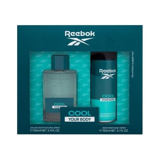 Reebok cool your body cofanetti eau de toilette 100 ml + deodorante 150 ml per uomo