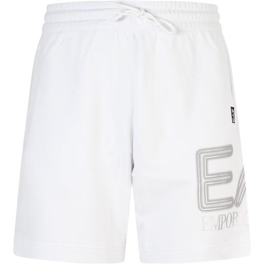 EA7 shorts bianco con logo per uomo