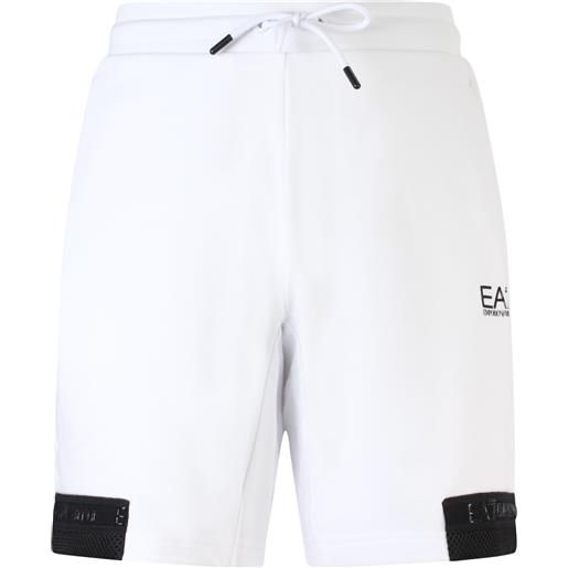EA7 shorts bianco con mini logo per uomo