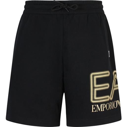 EA7 shorts nero con logo per uomo