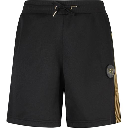 EA7 shorts nero con logo per uomo