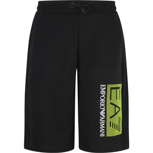 EA7 shorts nero con mini logo per uomo