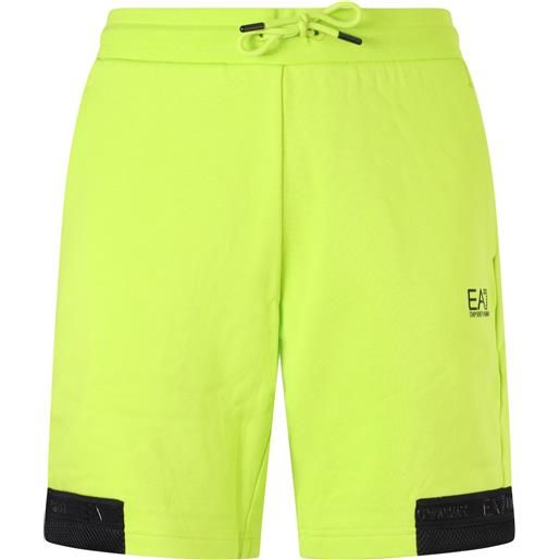 EA7 shorts verde fluo con mini logo per uomo