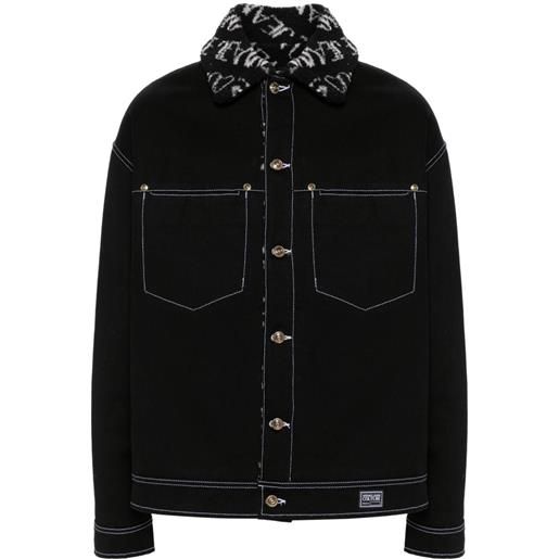 Versace Jeans Couture giacca denim con pelliccia sintetica - nero