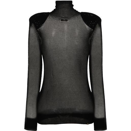 Elisabetta Franchi maglione a collo alto semi trasparente - nero