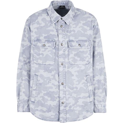 Armani Exchange giacca denim con stampa camouflage - blu